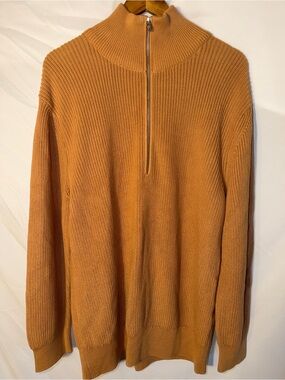 Closed organic cotton half-zip ribbed sweater Mustard Yellow XL